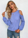 Round Neck Cold Shoulder T-Shirt Women's T-Shirts - Tophatter Daily Deals