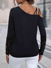 Asymmetrical Neck Lace Detail Top Women's T-Shirts - Tophatter Daily Deals