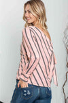 Striped Asymmetrical Long Sleeve Blouse Blouses - Tophatter Daily Deals