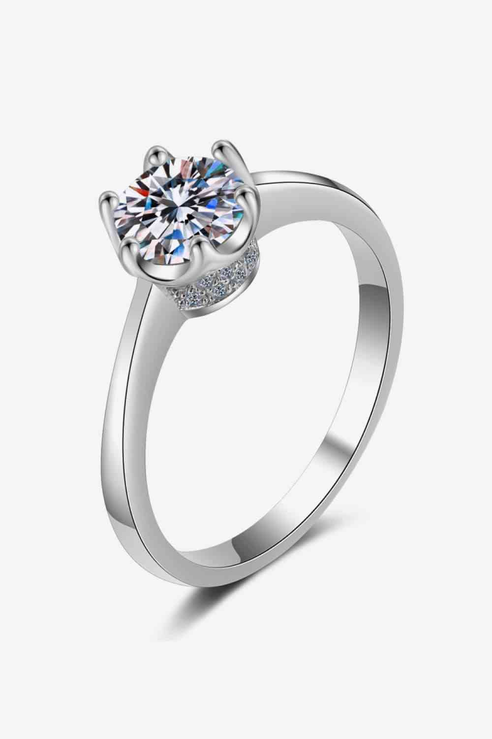 1 Carat Moissanite Rhodium-Plated Solitaire Ring Moissanite - Tophatter Daily Deals