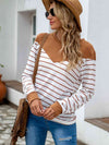 Striped Round Neck Long Sleeve T-Shirt Women's T-Shirts - Tophatter Daily Deals