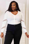 Double Take V-Neck Dropped Shoulder Blouse White Blouses - Tophatter Daily Deals