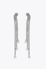 Glass Stone Fringe Dangle Earrings Silver One Size Earrings - Tophatter Daily Deals