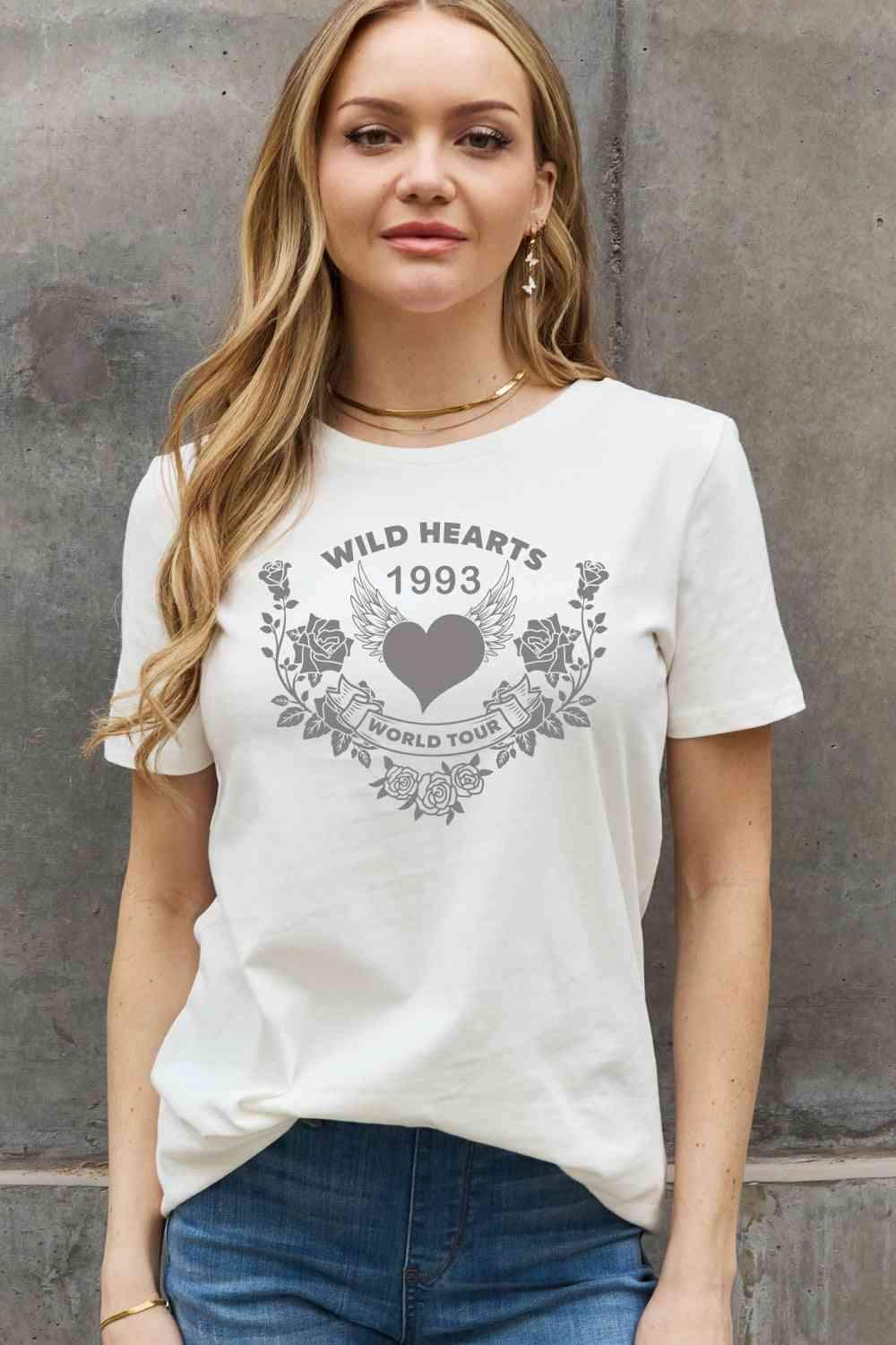 Simply Love Full Size WILD HEARTS 1993 WORLD TOUR Graphic Cotton Tee - Tophatter Daily Deals