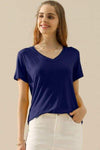 Ninexis Full Size V-Neck Short Sleeve T-Shirt NAVY Women's T-Shirts - Tophatter Daily Deals