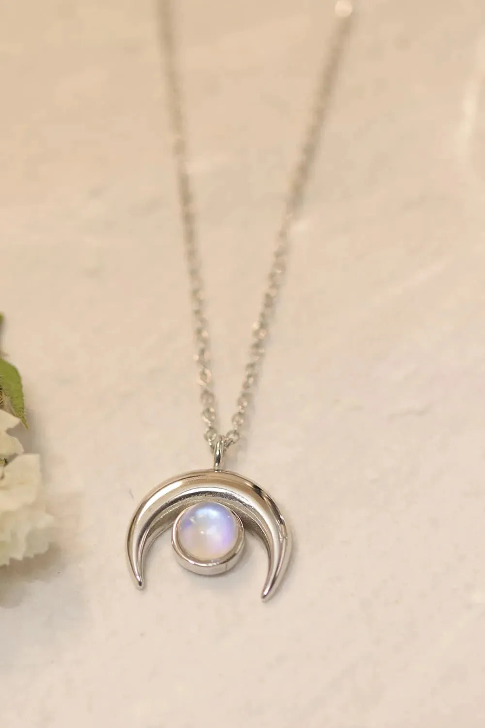 High Quality Natural Moonstone Moon Pendant 925 Sterling Silver Necklace Moonstone - Tophatter Daily Deals