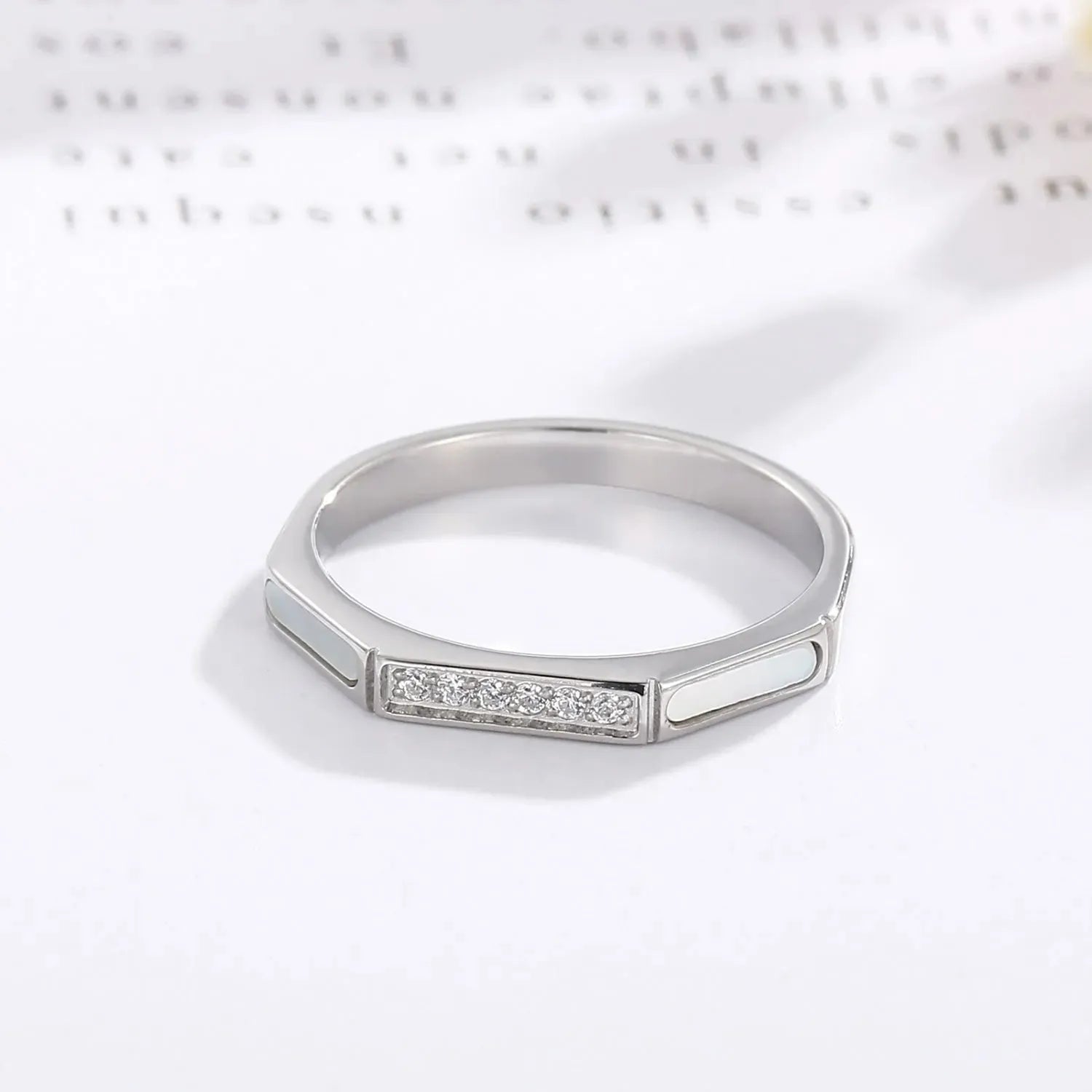 Stainless Steel Inlaid Zircon Ring Silver Rings - Tophatter Daily Deals