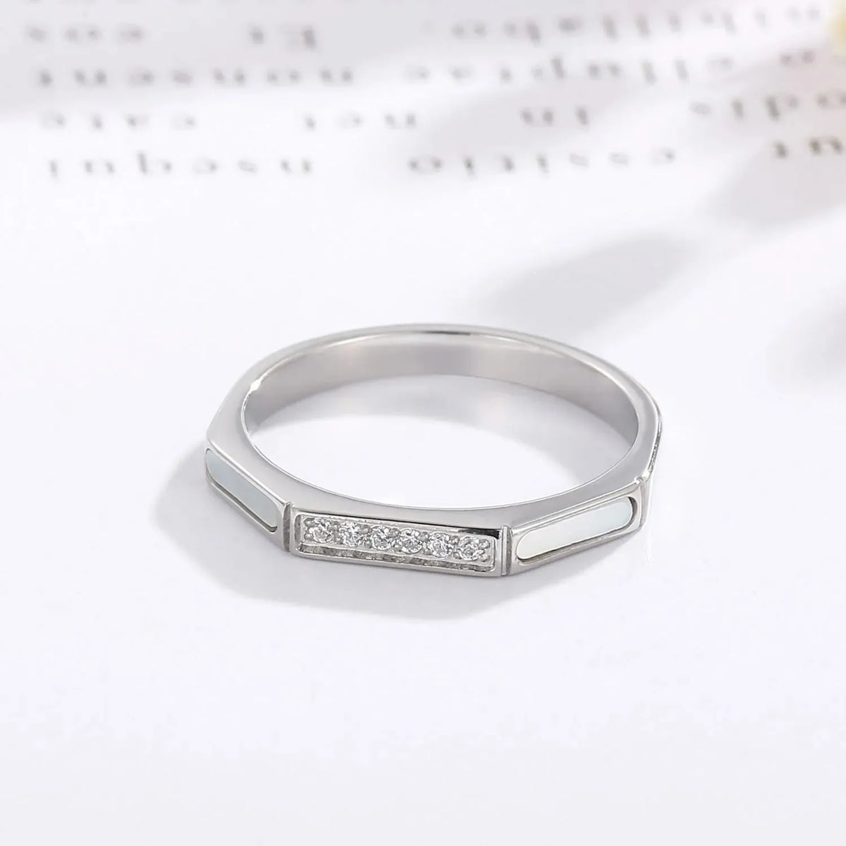 Stainless Steel Inlaid Zircon Ring Silver Rings - Tophatter Daily Deals