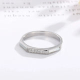 Stainless Steel Inlaid Zircon Ring Silver Rings - Tophatter Daily Deals