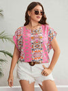 Plus Size Printed Round Neck Blouse Blouses - Tophatter Daily Deals