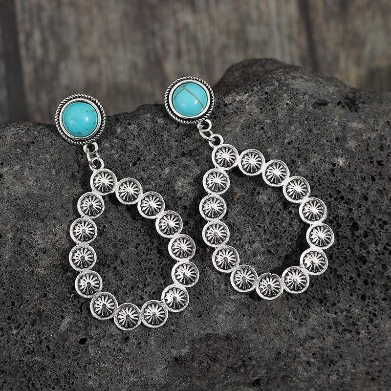 Artificial Turquoise Teardrop Earrings Earrings - Tophatter Daily Deals