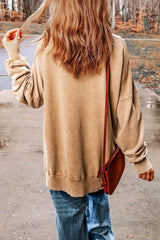 Dropped Shoulder Round Neck Long Sleeve Blouse Blouses - Tophatter Daily Deals