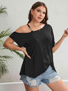 Plus Size Asymmetrical Neck Ruched Short Sleeve Blouse Blouses - Tophatter Daily Deals