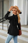 Round Neck Ruffled Peplum Blouse Blouses - Tophatter Daily Deals