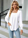 Square Neck Puff Sleeve Blouse Women's T-Shirts - Tophatter Daily Deals