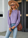 Round Neck Flounce Sleeve Blouse - Tophatter Deals