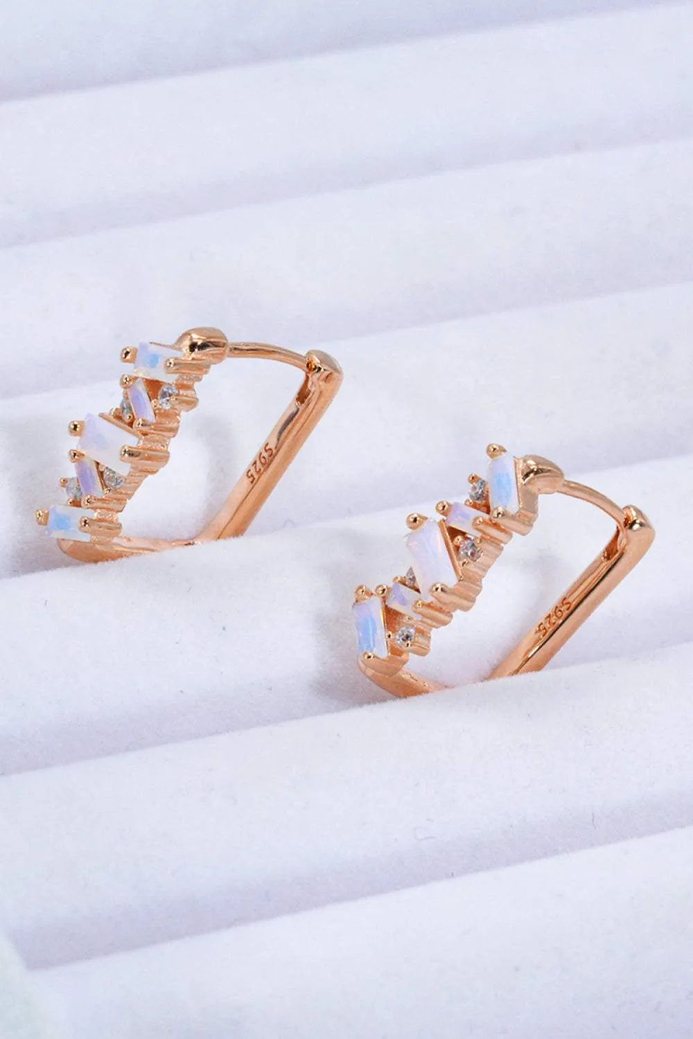 925 Sterling Silver Rectangle Natural Moonstone Earrings Moonstone - Tophatter Daily Deals