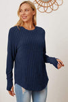 Basic Bae Full Size Ribbed Thumbhole Sleeve T-Shirt Peacock Blue Women's T-Shirts - Tophatter Daily Deals