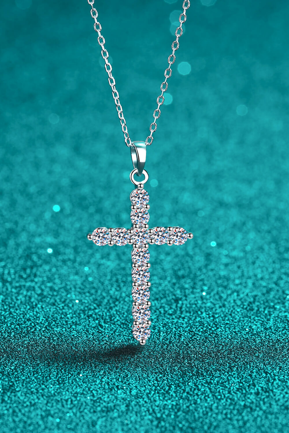 Adored 925 Sterling Silver Cross Moissanite Necklace - Tophatter Deals