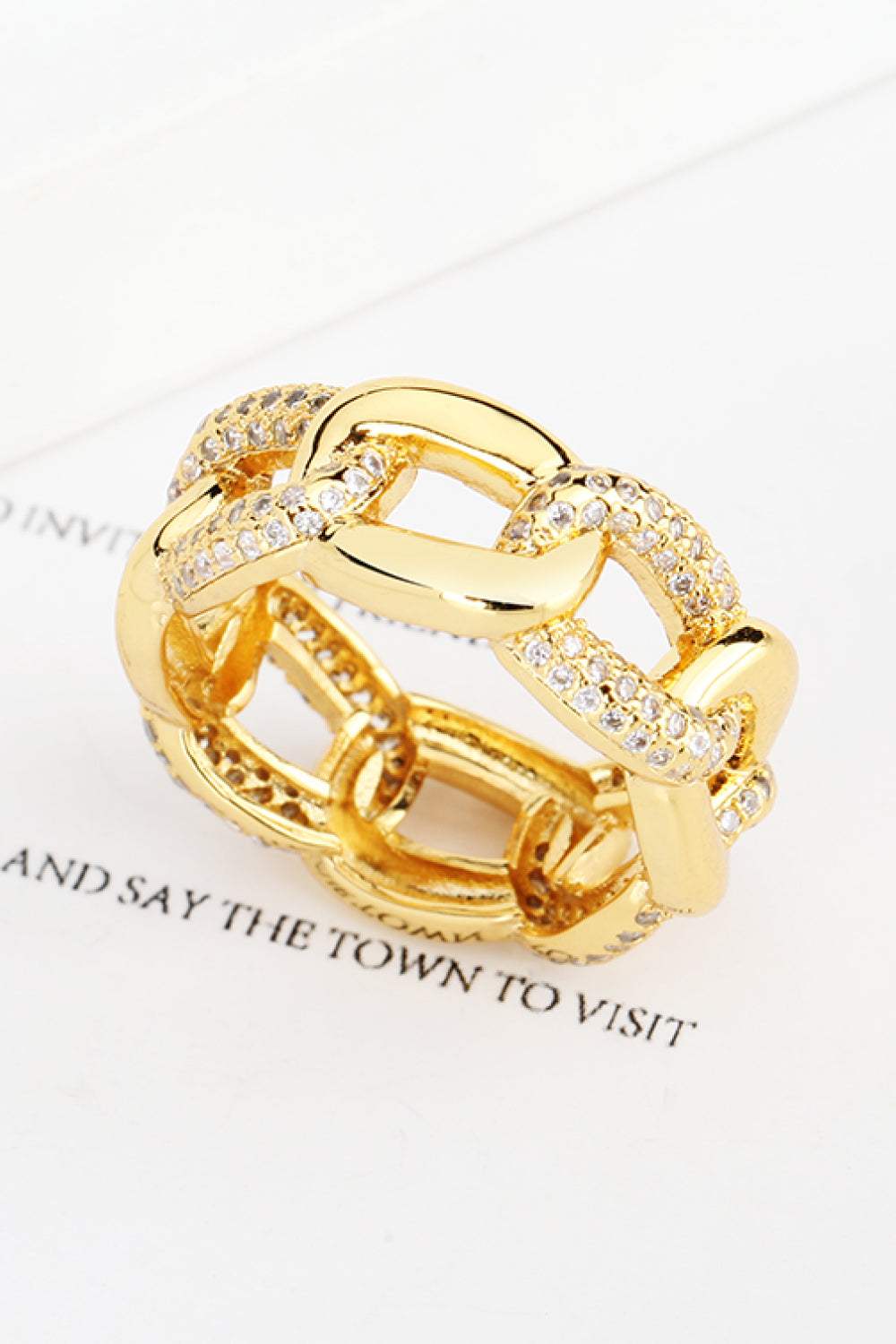 18K Gold-Plated Rhinestone Ring Rings - Tophatter Daily Deals