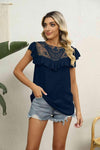 Spliced Lace Ruffled Blouse Blouses - Tophatter Daily Deals