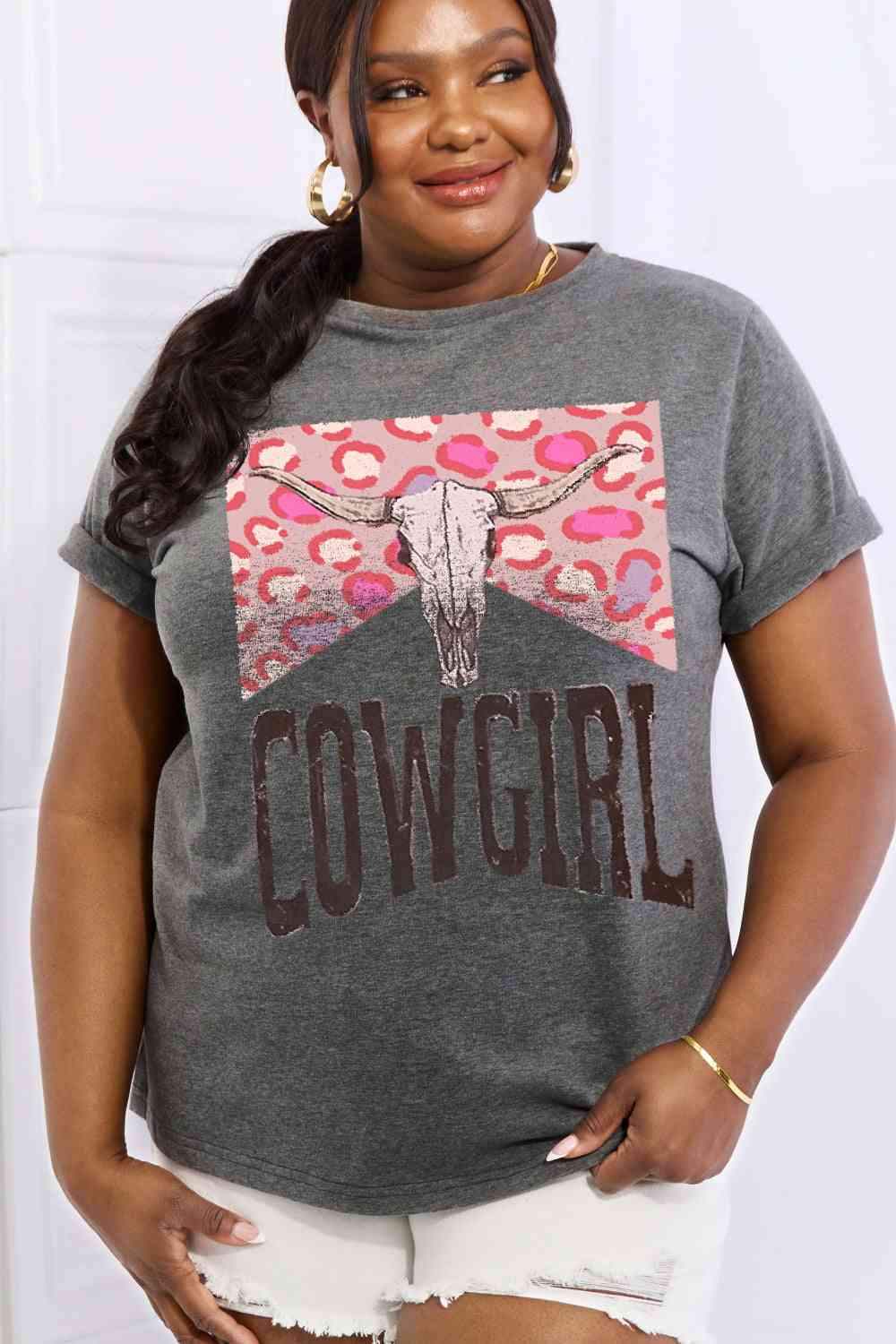 Simply Love Simply Love Full Size COWGIRL Graphic Cotton Tee Women's T-Shirts - Tophatter Daily Deals