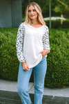 Leopard Round Neck Long Sleeve T-Shirt Women's T-Shirts - Tophatter Daily Deals