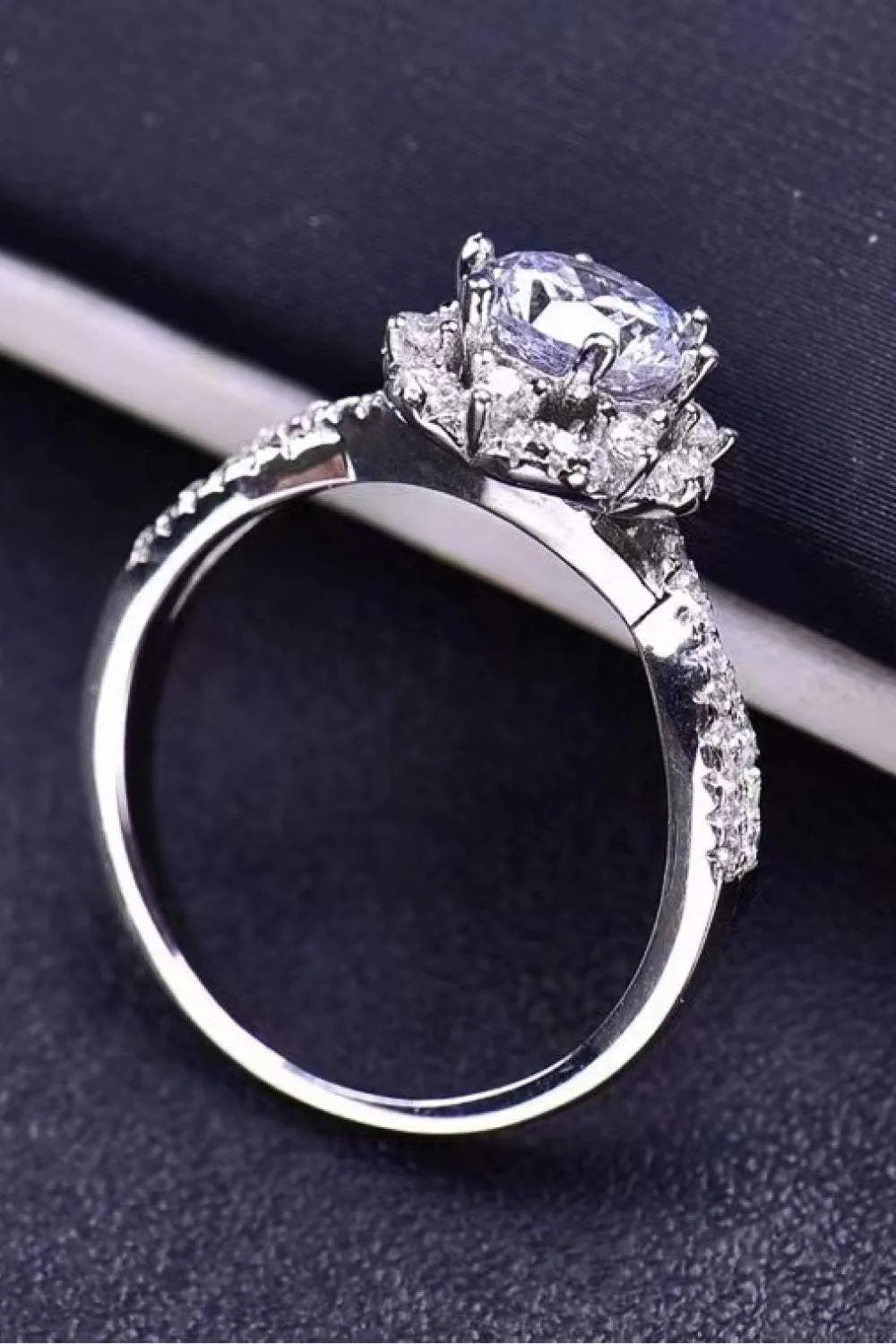 Platinum-Plated Six Prong 1 Carat Moissanite Ring Moissanite - Tophatter Daily Deals