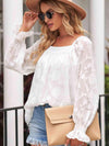 Applique Square Neck Flounce Sleeve Blouse Blouses - Tophatter Daily Deals