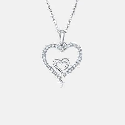 Moissanite 925 Sterling Silver Heart Pendant Necklace Moissanite - Tophatter Daily Deals