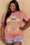 Simply Love Full Size FIND INNER PEACE Graphic Cotton T-Shirt Women's T-Shirts - Tophatter Daily Deals