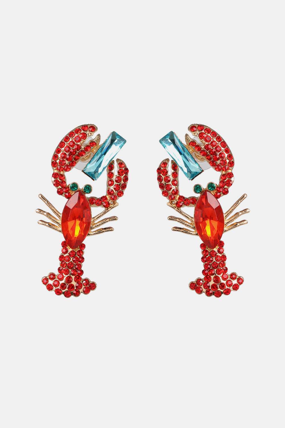 Lobster Shape Glass Stone Dangle Earrings Style A One Size Earrings - Tophatter Daily Deals