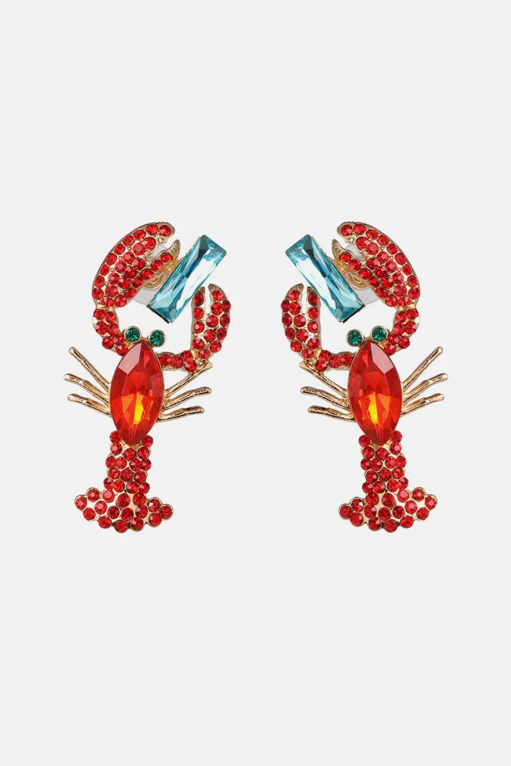 Lobster Shape Glass Stone Dangle Earrings Style A One Size Earrings - Tophatter Daily Deals