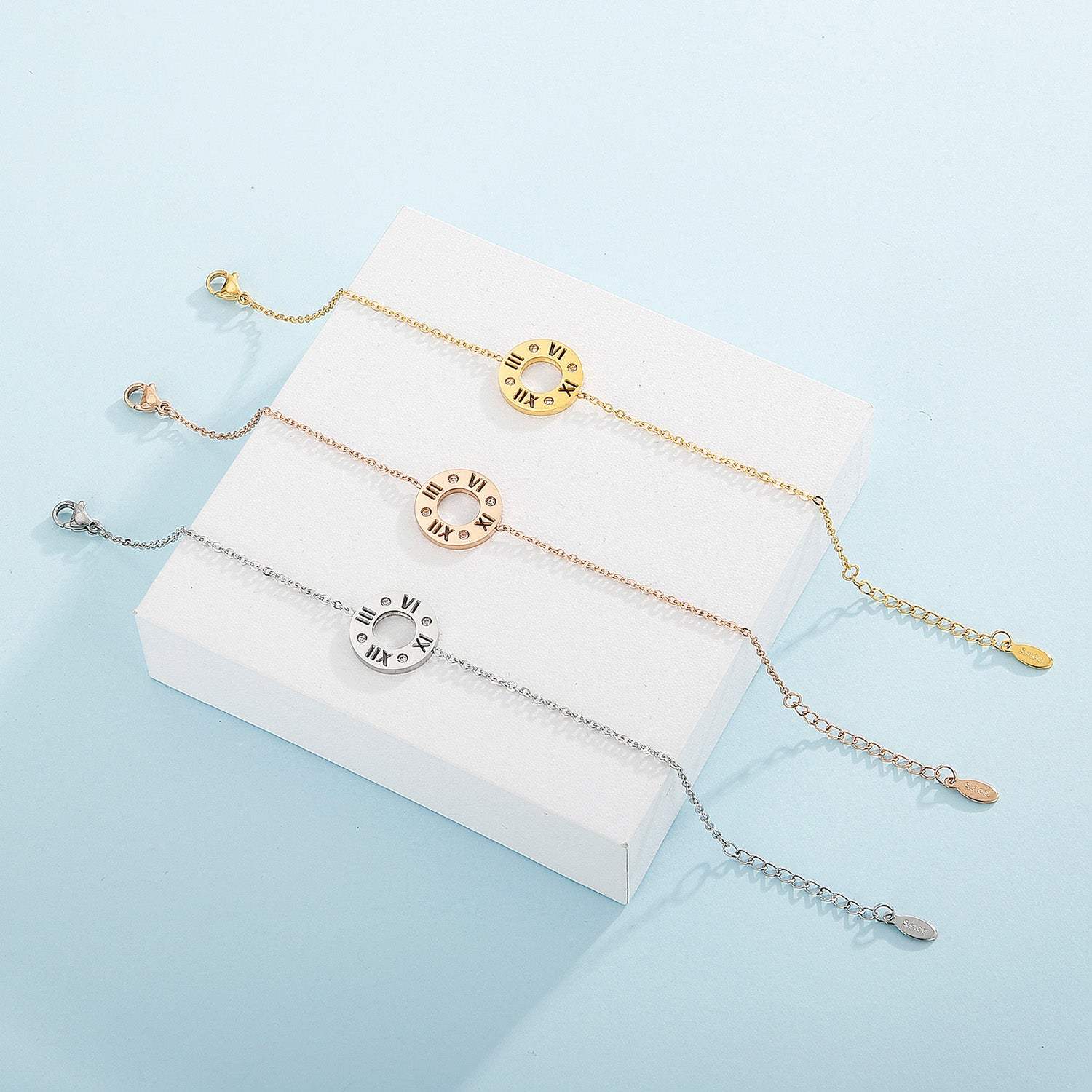 Stainless Steel Pierced Rhinestone Bracelet Bracelets - Tophatter Daily Deals