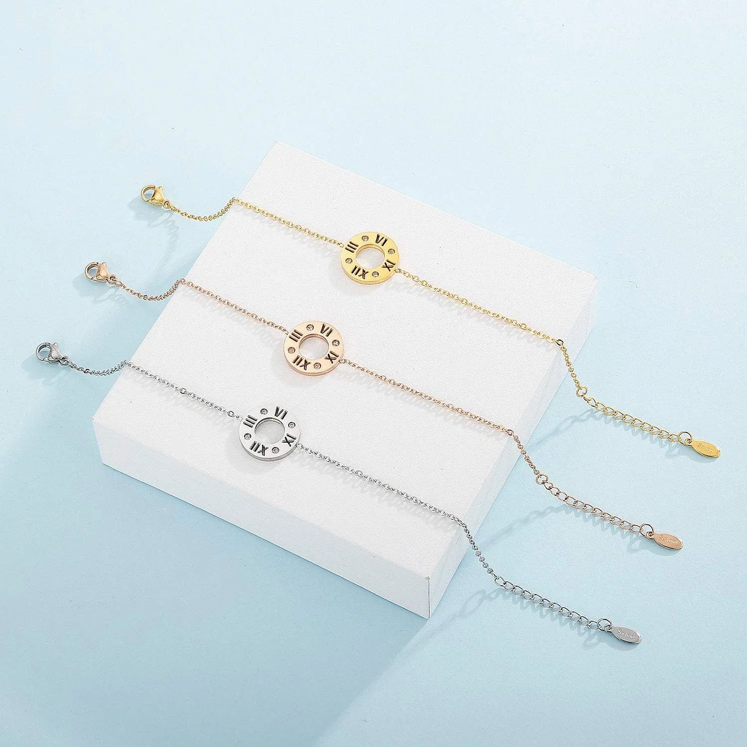 Stainless Steel Pierced Rhinestone Bracelet Bracelets - Tophatter Daily Deals