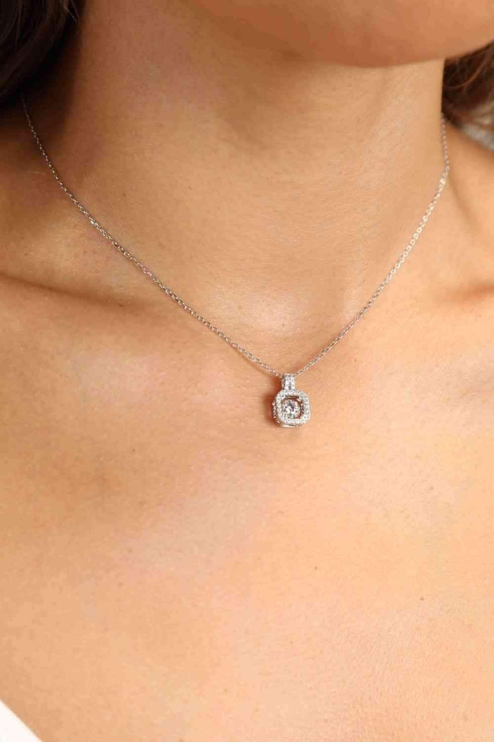 Adored Moissanite 925 Sterling Silver Necklace Silver One Size Moissanite - Tophatter Daily Deals