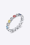 925 Sterling Silver Round Shape Zircon Ring Multicolor Rings - Tophatter Daily Deals