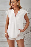 Swiss Dot Ruffled Cap Sleeve T-Shirt Women's T-Shirts - Tophatter Daily Deals