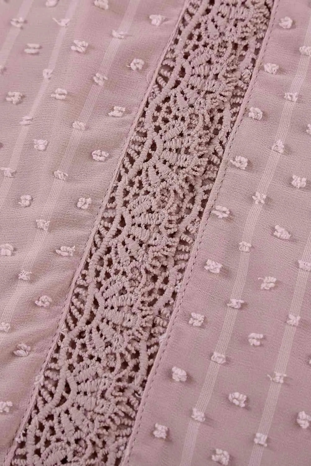 Swiss Dot Lace Trim Plunge Blouse Blouses - Tophatter Daily Deals