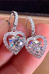 2 Carat Moissanite Platinum-Plated Heart Drop Earrings Moissanite - Tophatter Daily Deals