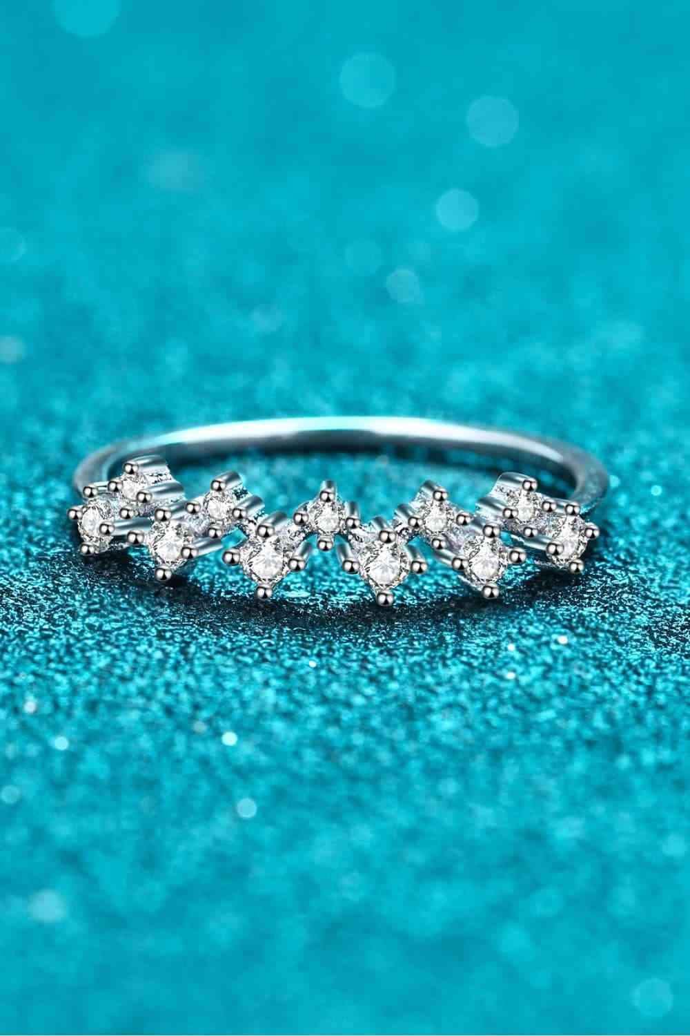 Moissanite Rhodium-Plated Half-Eternity Ring Moissanite - Tophatter Daily Deals