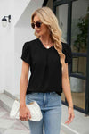 Petal Sleeve V-Neck Top Black Blouses - Tophatter Daily Deals