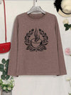 Coffee Graphic Round Neck Long Sleeve T-Shirt Women's T-Shirts - Tophatter Daily Deals