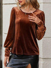 Round Neck Lantern Sleeve T-Shirt Chestnut Women's T-Shirts - Tophatter Daily Deals