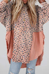 Textured Leopard Dropped Shoulder Blouse Blush Pink Blouses - Tophatter Daily Deals