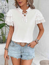 Tie Neck Layered Flutter Sleeve Blouse Blouses - Tophatter Daily Deals