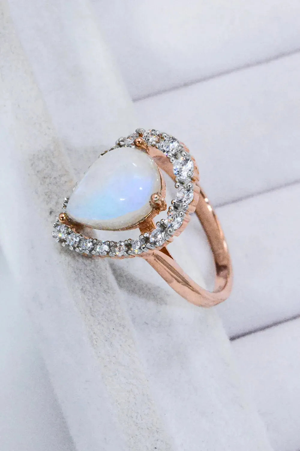Moonstone Teardrop-Shaped 925 Sterling Silver Ring Moonstone - Tophatter Daily Deals
