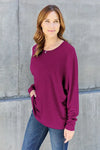 Double Take Full Size Round Neck Long Sleeve T-Shirt Women's T-Shirts - Tophatter Daily Deals