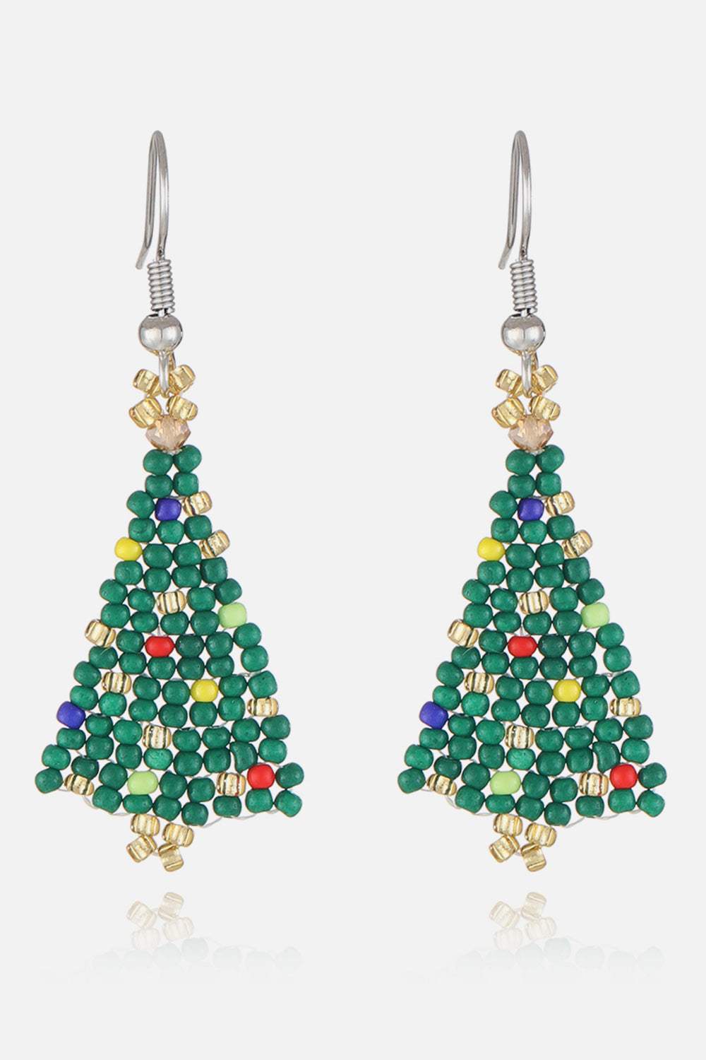 Beaded Christmas Tree Earrings Green One Size Earrings - Tophatter Daily Deals