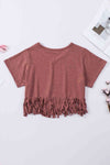 V-Neck Fringe Hem T-Shirt Women's T-Shirts - Tophatter Daily Deals